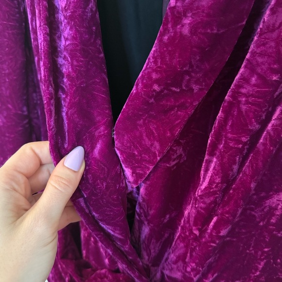 Shoshanna Caroline Purple Velvet Long Sleeve Wrap Mini Dress- Size 4 - Picture 10 of 11